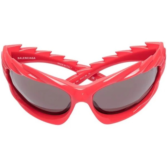 NEW BALENCIAGA OVAL SUNGLASSES BALENCIAGA BB0255S 004 RED GREY EYEWEAR - Picture 5 of 6